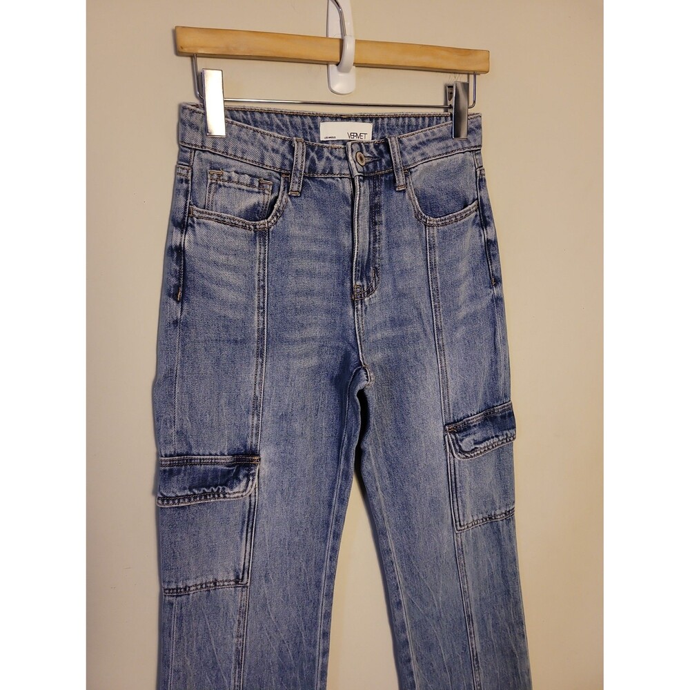 Vervet Blue Cargo Straight Leg Jean Sz 24 - Picture 3 of 8